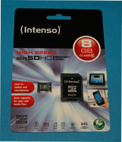 Micro SD Card -  8 GB von Intenso Class 10